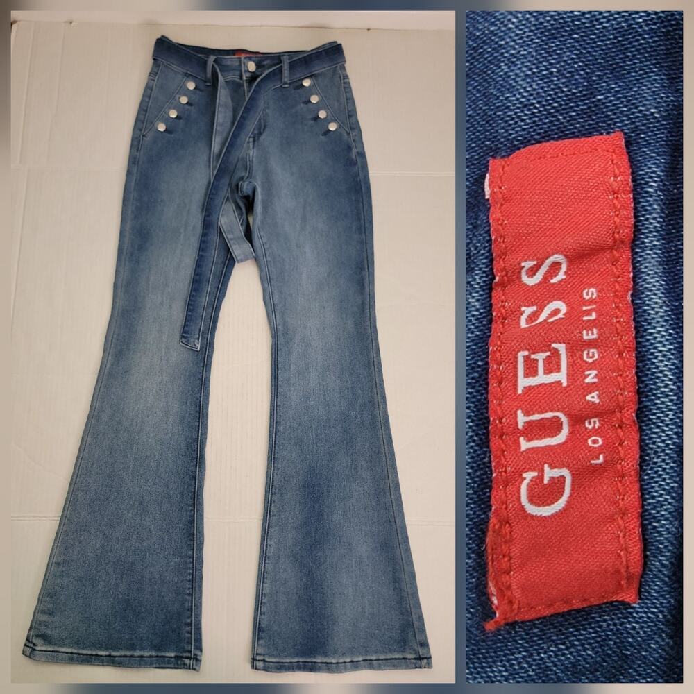 Guess Stretch Denim Flare Jeans SZ 27X32 High Rise 70"s Inspo Retro Nautical